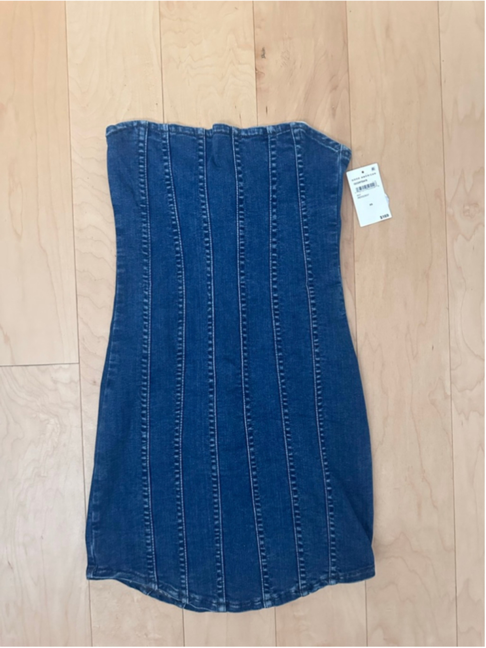 NWT Women's GOOD AMERICAN Strapless Denim Dress XS